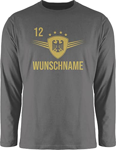 Langarmshirt Herren Langarm Shirt - 2026 Fussball WM Fanartikel - Deutschland mit Namen und Nummer - M - Dunkelgrau - em 2024 Bekleidung fußball Trikot fußball. Fussball-wm 12 Name