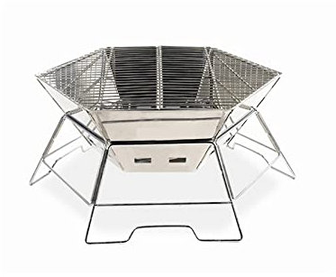 SISWIM Camping Holzofen Holzofen Outdoor Camping Edelstahl Grill Holzofen Hexagonal Feuertisch Klappbarer tragbarer Grill Holzkocher