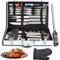32pcs Grillzubehör Kit für Männer Frauen, Edelstahl Heavy Duty BBQ Werkzeuge mit Handschuh und Thermometer, Grill Utensilien Set im tragbaren Koffer für Outdoor, Camping, Hinterhof