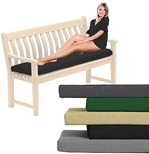 Pinkfairy Outdoor Water-Resistant Bench Rattan Cushion Pad for Garden 2/3/4 Seater 108/143/170cm Thick Long Bench Chair Cushions Pad for Swing Patio (2 Seater-108x45x6cm, Black)
