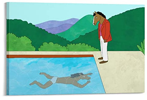 BoJack Horseman David Hockney He Watches He Swimming Poster Home Decor Poster Wandkunst Hängender Bild Druck Dekorative Malerei Poster 40 x 60 cm