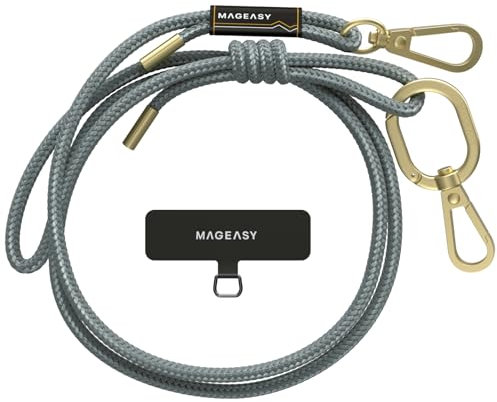 MAGEASY Universal Cell Phone Lanyard - Anti-Theft Rope Crossbody Phone Strap for iPhone 16 Pro Max & Most Smartphones, for Men & Women | 6mm Misty Blue