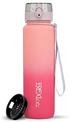 720°DGREE Trinkflasche ”uberBottle” – BPA-Frei, 6 Größen, über 40 Farben | Leichte Premium Tritan Sportflasche mit Sieb - Wasserflasche für Sport, Kinder, Schule, Fahrrad, Büro, Uni, Outdoor, Alltag
