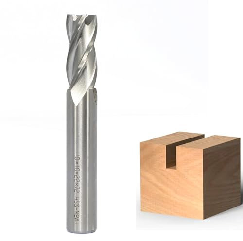 Sinoprotools Schaftfräser,10MM Schaft X Ø 10MM,22mm Schnitttiefe CNC 4-Flöten Spiralfräser,HSS AL End Mill Fräser Bit,für Holz,Aluminium (Ø=10,S=10)