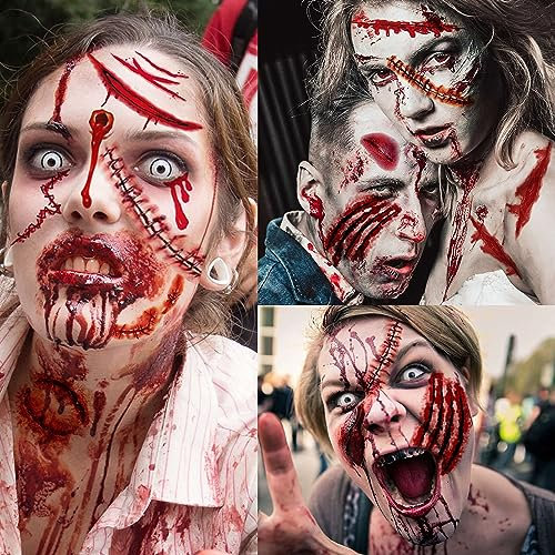 Lot de 248 accessoires de maquillage zombie, pour Halloween, pour tatouages de cicatrices, tatouages d'Halloween