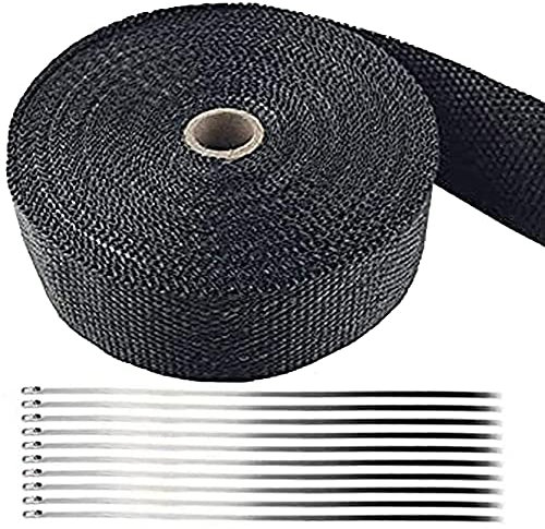 Bande Thermique Échappement Moto 10M,Foneso Bande Thermique Echappement avec 10 Collier de Serrage Inox,Ruban Echappement Utilisé pour de Collecteur d'échappement de Moto