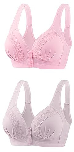 AMhomely 3PC Front Button Bra, Convenient Front Button Bra, Front Closure Sports Bras Women Soft Cup, Everyday Sleep Bras, Front Closure Cotton Sports Bras for Women Girls