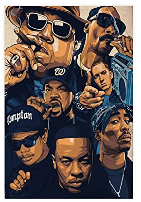 7 Hip-Hop-Poster, Leinwand-Poster, Schlafzimmer-Dekor, Sportlandschaft, Büro, Raumdekoration, Geschenk, ungerahmt, 30 x 45 cm