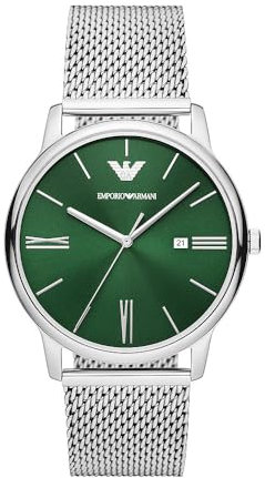 Emporio Armani Uhr für Herren Minimalist Quarz/3 Zeigerwerk Datum 42 mm Gehäusegröße mit Edelstahlarmband AR11578