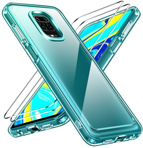 ivoler Anti-Amarillo Clara Funda para Xiaomi Redmi Note 9S / Redmi Note 9 Pro con 2 Piezas Cristal Templado, [Protección Militar] Carcasa Protectora Antigolpes Transparente Anti-Choques Bumper Case