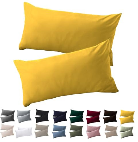 Soifix Kissenbezug 40x60 2er Set - Gelb kopfkissenbezug Für Kissen 40 x 60 cm 100% Mikrofaser Resistent und Hypoallergen Kissenbezüge mit Reißverschluss