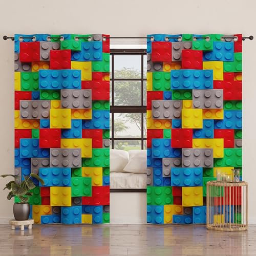 PETTI Artigiani Italiani - Tende a Pannelli per Interno con Anelli 2 Pezzi 140x280cm, Tenda Camera da Letto e Soggiorno Oscuranti Isolanti e Moderne, Mattoncini, 100% Made in Italy