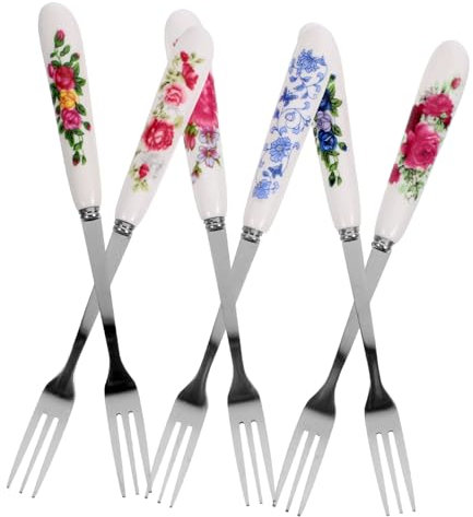 TOPBATHY 6 Piezas tenedor de fruta portátil talheres aco inocidavel cubiertos portatiles tenedores de fruta agarrador de pepinillos mostrada vajilla tenedor pequeño de fiesta cuchara helado