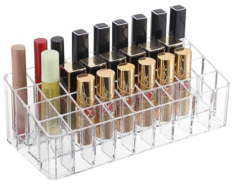 SUMTree Rollerball Perfume Organizer Beauty Scent Holder 36 Space, Clear | Acrylic Cosmetic Display Case Clear Storage Container for Perfume Tall Scented Oils, Lipsticks, Test Tubes for Dressing Table