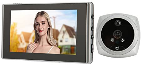 1080P Peephole Camera, 4.5 Inch Screen Smart Digital Doorbell, Color Night Vision Human Body Detection Door Viewer, Peep Hole Camera for Front Door Wireless (Silver)