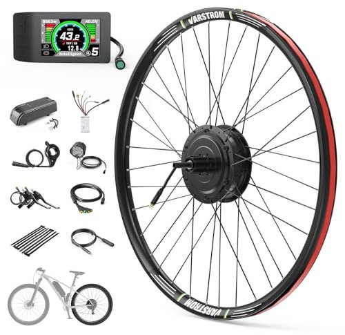 Varstrom 36V 250W Rear E-Bike Conversion Kit : Universal Fit for 27.5 Wheel, Includes Rear Cassette Hub Motor with Rim, 500C Display, PAS Sensor & Controller for City & Mountain Bikes