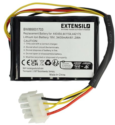 EXTENSILO 1x Akku kompatibel mit AL-KO Robolinho 700 I, 550 W, 800 W, 700 W, 822 W, 500 I, 500 W, 500 IW Rasenmäher (3400mAh, 18V, Li-Ion)