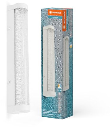 LEDVANCE ORBIS Tube Spiegel-/Wandleuchte mit LED, weiß, Glas mit Blaseneffekt, 9W, 900lm, dimmbar, 3000/4000K über Wandschalter einstellbar, 40cm Durchmesser, IP44 Schutz vor Fremdkörpern/Spritzwasser