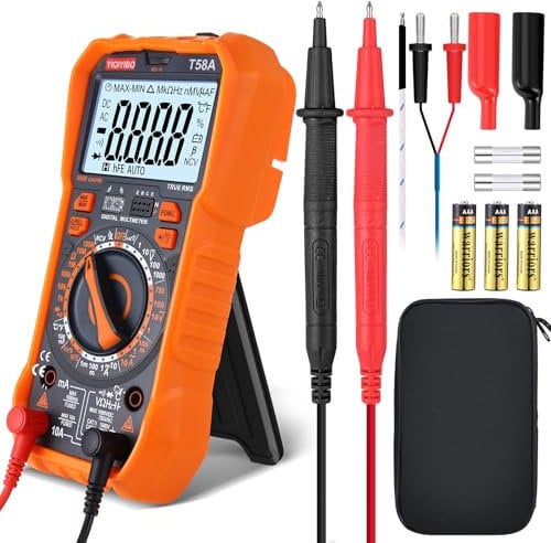 Multimetro Digitale Professionale, YIQIYIBO Multimetro TRMS 9999 Conti, Intervallo Manuale, Tester Voltmetro, Misura Tensione CA/CC, CorrenteCA/CC, Resistenza, Diodi, Triodo, Continuità, Capacità