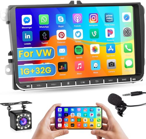 Hikity Autoradio Für VW Golf 5 Golf 6 EOS Passat B6 Touran Polo Android 13 Radio mit 9Zoll Touchscreen GPS Navi FM RDS WiFi Rückfahrkamera EQ USB Lenkradsteuerung MIC