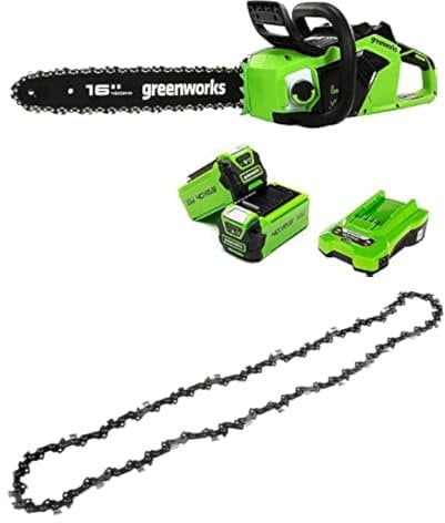 Greenworks Motosega a Batteria con Motore Brushless, Lunghezza Barra 40cm,2 Batterie da 40V 2Ah e Caricabatterie + Greenworks 40cm Catena per Motosega