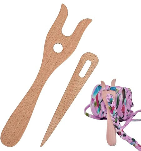 -Strickgabel – dekoratives Nadel-Set mit großem Öhr, Strickzubehör, Flechtwerkzeug, Näh-Gabel, Häkeln, Strickgabel-Set, gewebte Nadel-Set zum Stricken und Basteln