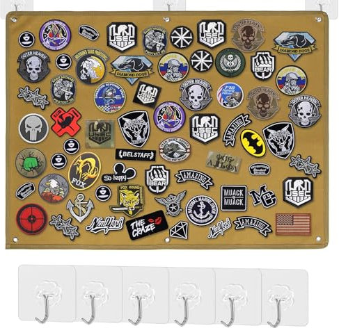 Kletttafel Patches Klett 60 x 45cm Taktische Militär Patch Holder Platte Klett, Klett Wand Klettfläche Klettmatte Faltbar Organizer Display Tafel Mit Ösen für Abzeichen,Aufnäher,Aufkleber (braun)