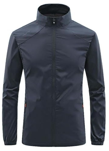 DUHENWU Veste de vélo pour homme - Respirante - Ultra légère - Protection UV - Vêtement de sport - Avec col montant - Coupe-vent - Imperméable - Manches longues - Veste de cyclisme - Course à pied -