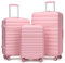 KONO Koffer Trolley Kofferset 3 Teilig Reisekoffer von ABS+PC Hartschalenkoffer mit 4 Rollen TSA Schloss (Rosa,Set)