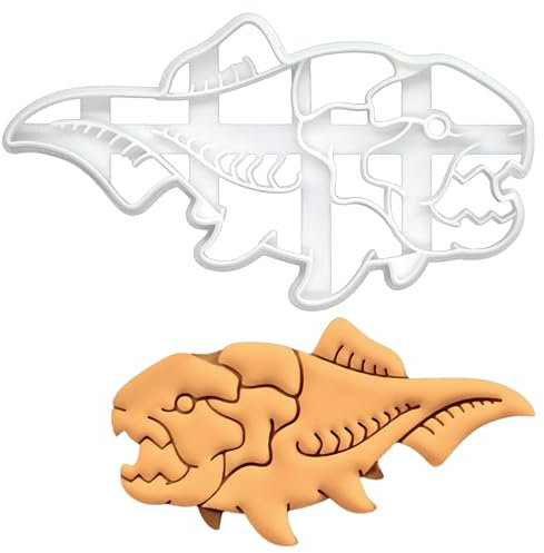 BAKERLOGY Dunkleosteus Ausstechform - Panzerfische Ausstecher, Detailliertes Keksausstecher, Ideal für Fondant, Keksteig, Ton