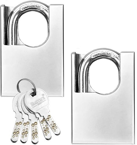 Heavy Duty Padlocks by Smith’s® | 60mm x 40mm | 2 Pack | Alloy Steel | 5 Keys | Perfect for Warehouse, Container, Garage, Shutter, Gate, Chain, Shed Lock