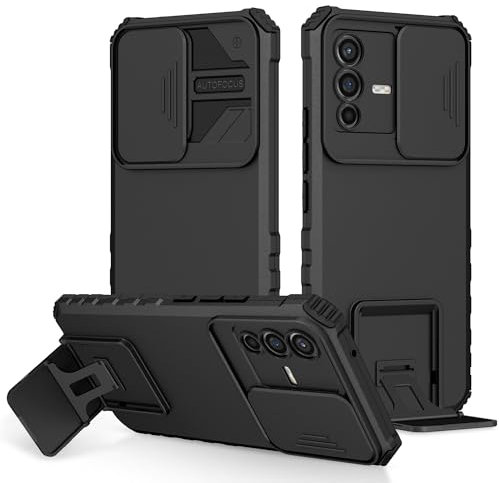 Lucyliy Hülle für vivo V23 5G Hülle Kompatibel mit vivo V23 5G Handyhülle case PC backptare+TPU Soft Shell+Ring Stand ZJ-LTT Black