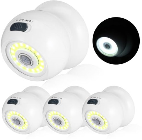 ZONJIE Motion Sensor Outdoor Lights - Outdoor Motion Sensor Light Battery Operated Wireless Spotlight Motion Detector Security Light Auto On Off for Indoor Porch Stair Hallway Garage Wall (4 Pack)