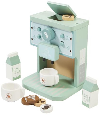 Benhurb Gifts for 2 3 4 Year Old Kids, Wooden Toys Toddler Kitchen set, Wood Coffee Machine Toy Play Kitchen Accessories for Children, Pretend Role Play Picnic Toys for Girls and Boys