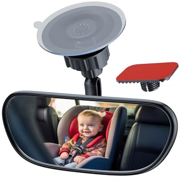 Range Tour Front Windshield Baby Car Mirror 360 Degree Adjustable Wide Angle Convex Rearview for Rear Facing Infant Suction Cup and Adhesive Mount Safety Mirror for Car SUV Trucks