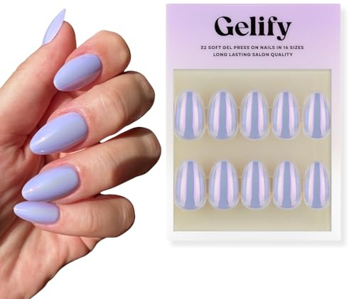 Unghie press on. Press on nails gel. Unghie finte adesive. Unghie adesive in soft gel con colla Gelify. (Amethyst)