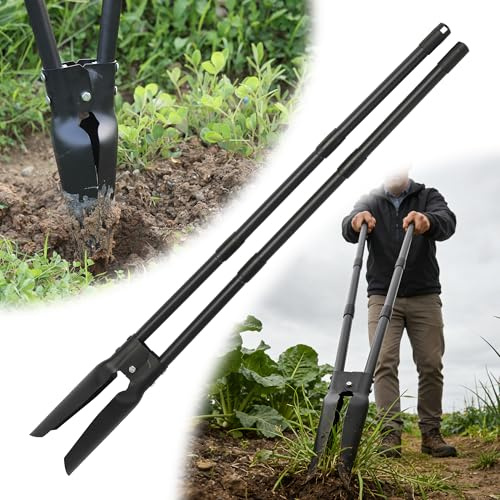 LLARGUEST Post Hole Digger for Gardening, 54 Inch Heavy Duty Metal Hole Digger Tool for Digging,Black Manual Tool for Transplanting, Camping,