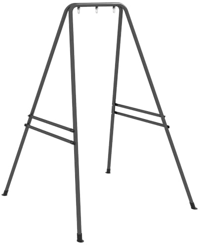 Outsunny Hammock Chair Stand Heavy Duty 143L x 124W x 180H cm Black | Hanging Hammock Air Porch Swing Chair, Egg Cahir, Indoor & Outdoor Use, Metal Frame for Swing Seat