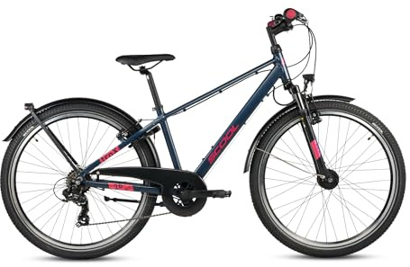 S’COOL troX pro Mountainbike 20,24,26 Zoll, 7-Gang Kettenschaltung, Alu-Hardtail, für Schule & Gelände, Kinder 6–9 J. (Blue/Pink, 26 Zoll)