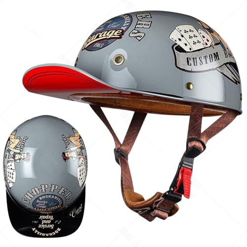 Motorrad-Halbhelm Leichter Motorradhelm Für Erwachsene Herren Damen Jet-Helm Atmungsaktives Und Waschbares Innenfutter Stoßfester Helm ECE Genehmigt