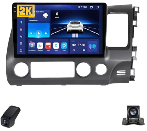 Radio 2K para Honda Civic 8 FK FN FD (2005-2012), Pantalla táctil de 9 Pulgadas, Android, CarPlay, Android Auto, WiFi, FM/Am, cámara Trasera y DVR ADAS (RHD, M400S)