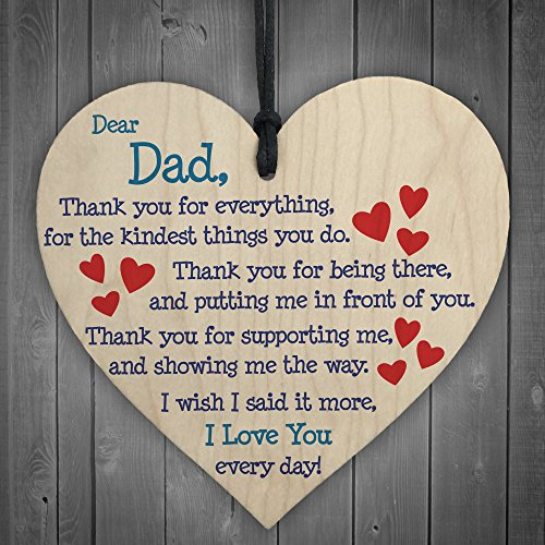 RED OCEAN Dad I Love You Everyday Wooden Hanging Heart Cute Dad Sign