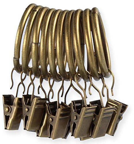 White Hinge 30mm Antique Brass Curtain Rod Clip Ring - Pack Of 20