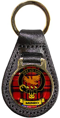 I LUV LTD Leather Key Fob Scottish Clan Crest Munro Scottish Made