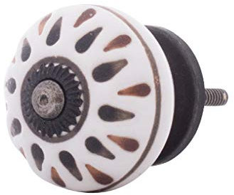 Knober Möbelknöpfe Keramik Weiß Porzellan 40mm Landhausstil Shabby-Chic Schrankknopf Türgriff (Tropfen)