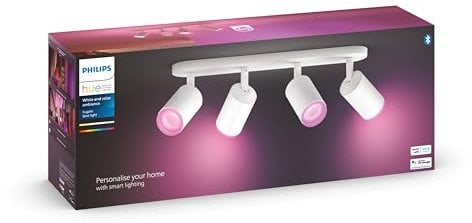 Philips Hue White & Color Ambiance Fugato Spot 4 flg. weiß 4 x 350lm, dimmbar, 16 Mio. Farben, steuerbar via App, kompatibel mit Amazon Alexa (Echo, Echo Dot)