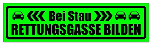 Kiwistar - Autoaufkleber - bei Stau Rettungsgasse bilden invertiert - Hinweis Sticker selbstklebend für Kfz, Fahrrad, PKW, LKW - 60cm - Grün-Schwarz - Auto Aufkleber Heckscheibe, Stoßstange