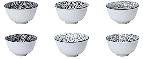 Ard'time - bol Kiyose noir et blanc diam 8 cm lot de 6