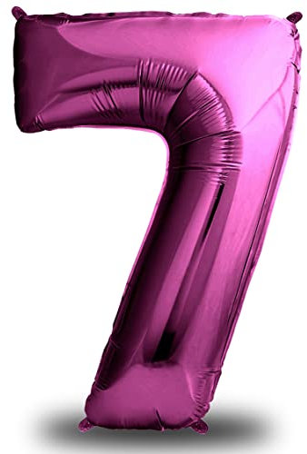 envami® Luftballon Geburtstag XXL Pink - Riesen Folienballon in 40 | 101cm Geburtstagsdeko | Ballon Zahl Deko zum Geburtstag | Geburtstagsdeko Mädchen Pink | fliegt mit Helium (Zahl 7)