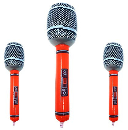 WS Accessories Inflatable Microphone 35cm [Red, Pack of 3]